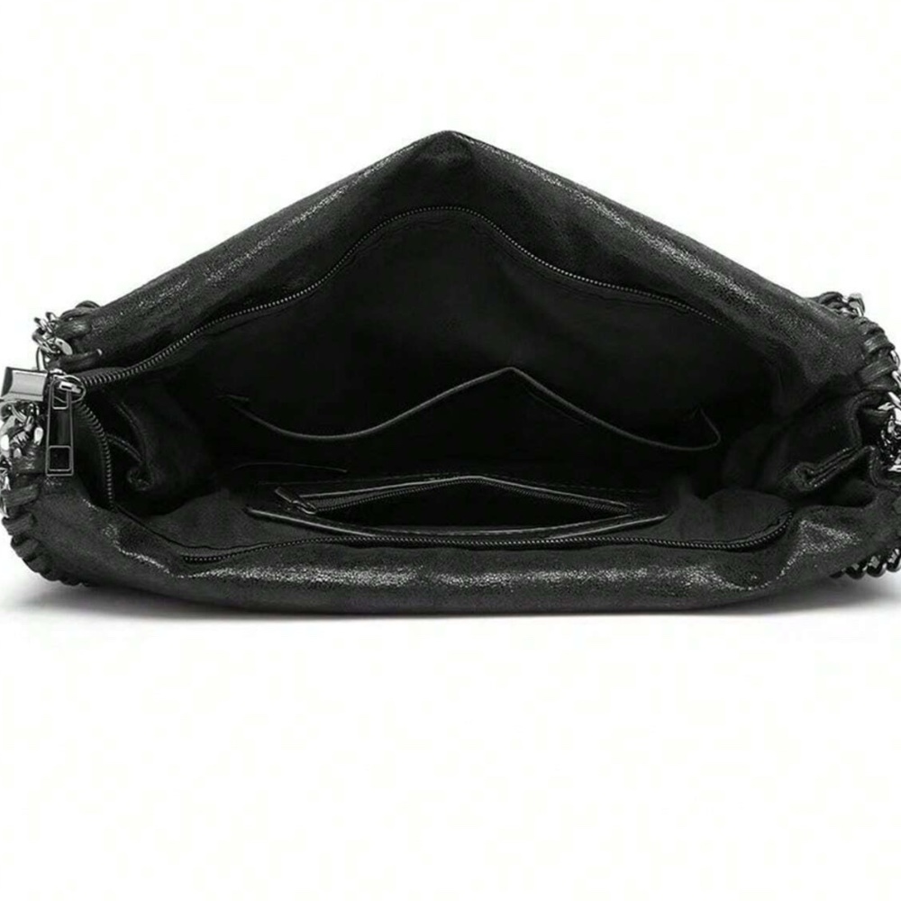 016 Luxe Soft Vegan Leather Chain Shoulder Tote Bag - Picture 6 of 7